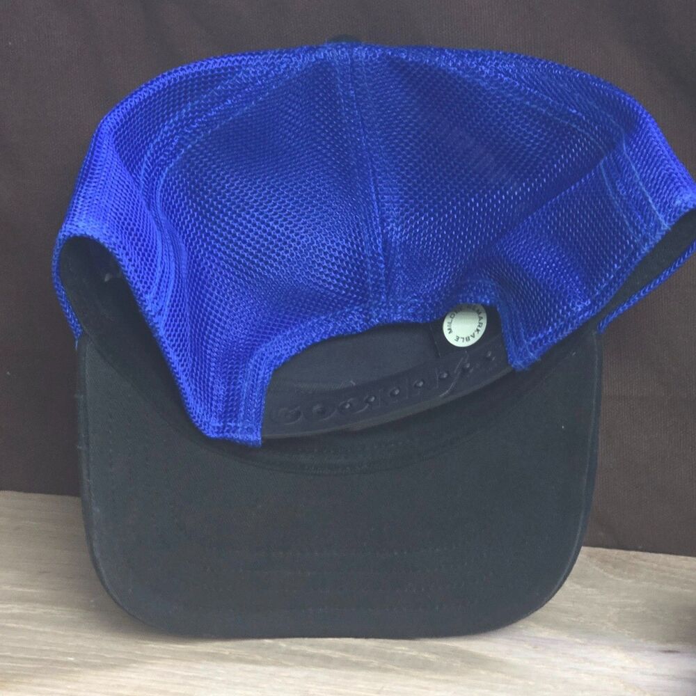 Goorin Bros Flex The Pitbull Trucker Hat Blue Suede Black Brim Snapback - Picture 2 of 8